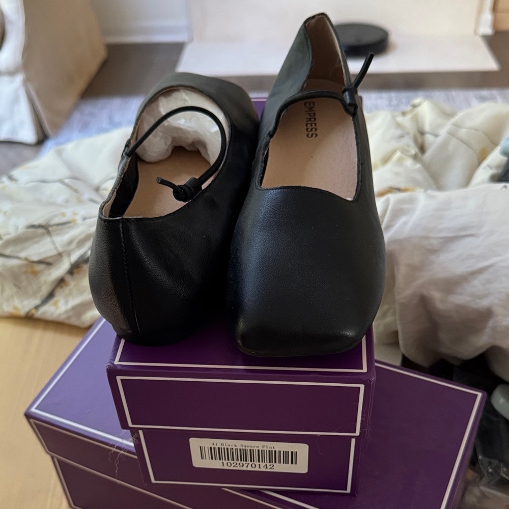 Express Black Leather Loafers for Women